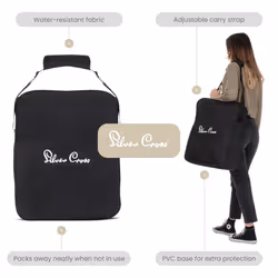 Silver Cross Clic Stroller Bag - Pram Organiser Bag - Travel Bag - Pram Accessories - Water Resistant - Black
