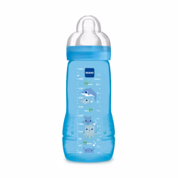MAM, Easy Active Bottle 6+ Months (330 ml) Blue - Bottle with Silicone Teat Ultra-Fast X-Speed Flow - Baby Bottle with Airtig ...