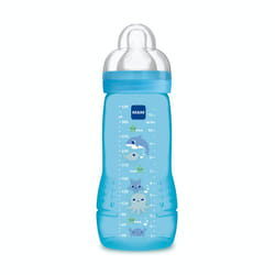 MAM, Easy Active Bottle 6+ Months (330 ml) Blue - Bottle with Silicone Teat Ultra-Fast X-Speed Flow - Baby Bottle with Airtight Seal