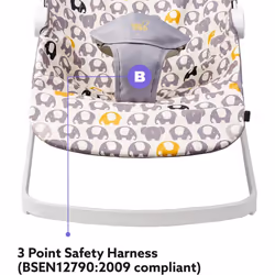 BABABING | Float Baby Bouncer | Reclining Baby Rocker with Contemporary Ellie Elephant Print | Portable Baby Seat with Exclusive Soft Toys