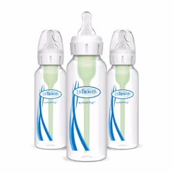 Dr. Brown's Anti-Colic Options+ Narrow Baby Bottle, 8oz/250ml, with Level 1 Slow Flow Teat, 3-Pack