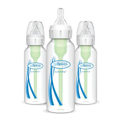 Dr. Brown's Anti-Colic Options+ Narrow Baby Bottle, 8oz/250ml, with Level 1 Slow Flow Teat, 3-Pack