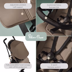 Silver Cross - Pop 2 Pushchair - Foldable Travel Stroller - Buggy - Adjustable/Lie Flat Seat - Newborn to 4 Years - Cobble