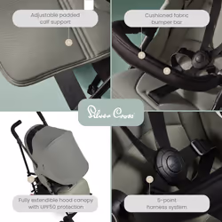 Silver Cross - Pop 2 Pushchair - Foldable Travel Stroller - Buggy - Adjustable/Lie Flat Seat - Newborn to 4 Years - Sage