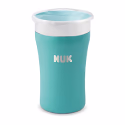 NUK Magic Cup Stainless Steel Sippy Cup | 8+ Months | 230 ml | 360? Anti-Spill, Leak-Proof Rim | Keeps Liquid Cool/Warm Longer | Washable | Blue