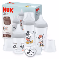 NUK Perfect Match Baby Bottles Set | 0-6+ Months | Adapts to Baby's Palate | 3 x Anti Colic Baby Bottles & Space Soother | BP ...