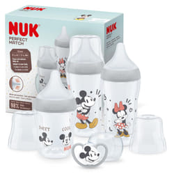 NUK Perfect Match Baby Bottles Set | 0-6+ Months | Adapts to Baby's Palate | 3 x Anti Colic Baby Bottles & Space Soother | BPA-Free | Disney Mickey