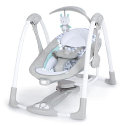 Ingenuity ConvertMe 2-in-1 Compact Portable Automatic Baby Swing & Infant Seat, Battery-Powered Vibrations, Nature Sounds, 0-9 Months 6-20 lbs