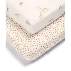 Mamas & Papas 2 Pack Cot/Bed Fitted Sheets, Jungle - 142x70x19cm