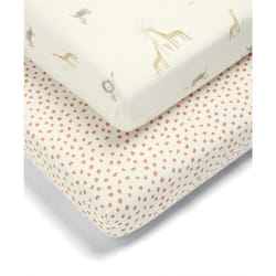 Mamas & Papas 2 Pack Cot/Bed Fitted Sheets, Jungle - 142x70x19cm