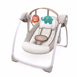Ingenuity Soothe 'n Delight 6-Speed Compact Portable Baby Swing with Music and Toy Bar, Folds for Easy Travel - Cozy Kingdom