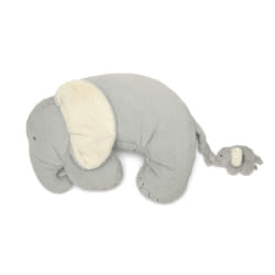Mamas & Papas Tummy Time Roll, Interactive Soft Baby Pillow with Integrated Rattle, Elephant & Baby