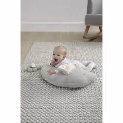 Mamas & Papas Tummy Time Roll, Interactive Soft Baby Pillow with Integrated Rattle, Elephant & Baby