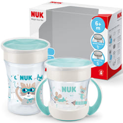 NUK Magic Cup & Mini Magic Sippy Cup Duo Set | 360? Anti-Spill Rim | 6+ Months | Leak-Proof & BPA-Free | 160 ml & 230 ml | Mint