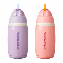 Tommee Tippee Insulated Active Straw Cup, 266ml, Spill-Proof Toddler Water Bottle for 12 Months+, Flip Lid Helps Keep Straw C ...