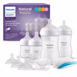 Philips Avent Baby Bottle Newborn Gift Set - 4 Baby Milk Bottles, Ultra-Soft Pacifier and Bottle Brush, Babies Aged 0-12 Mont ...