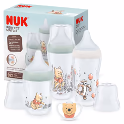 NUK Perfect Match Baby Bottles Set | 0-6+ Months | Adapts to Baby's Palate | 3 x Anti Colic Baby Bottles & Space Soother | BP ...