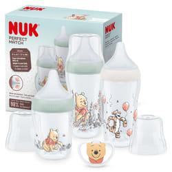 NUK Perfect Match Baby Bottles Set | 0-6+ Months | Adapts to Baby's Palate | 3 x Anti Colic Baby Bottles & Space Soother | BPA-Free | Disney Winnie