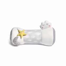 Mamas & Papas Tummy Time Roll, Interactive Soft Baby Pillow with Integrated Rattle, Dream Upon A Cloud