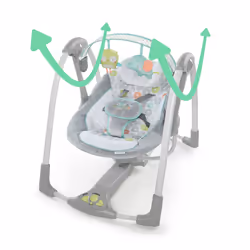 Ingenuity - Swing 'n Go Portable Swing - Hugs and Hoots, 5 Swing Speed, 8 Soothing Melodies, Removable Toy Bar, Ages Newborn +, Grey