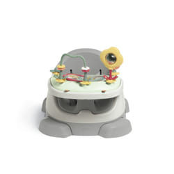 Mamas & Papas Baby Bug Booster Seat for Dining, Detachable Tray, Harness, Adjustable Seat and Non-Slip Feet, Pebble Grey