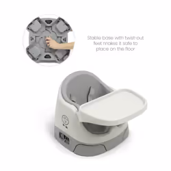 Mamas & Papas Baby Bug Booster Seat for Dining, Detachable Tray, Harness, Adjustable Seat and Non-Slip Feet, Pebble Grey