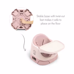 Mamas & Papas Baby Bug Booster Seat for Dining, Detachable Tray, Harness, Adjustable Seat and Non-Slip Feet, Blossom (Pink)