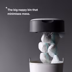 Tommee Tippee Twist and Click XL Nappy Bin, Includes 1x Refill Cassette with Multilayer, Antibacterial Film, 100% Recycled Chassis, White