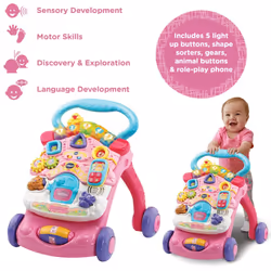 VTech First Steps Baby Walker | Push Along Walker Baby Toy with Shapes, Sounds, Music, Phrases, Pretend Play and More | Suitable for Babies from 6