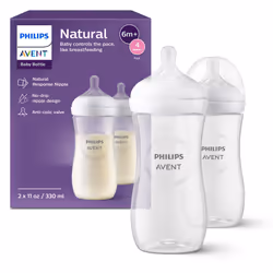 Philips Avent Natural Response Baby Bottle - 330ml Baby Milk Bottle, BPA Free for Babies with 3M+ Teat (Model SCY906/01) by F ...