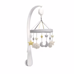 Mamas & Papas Welcome To The World Musical Cot/Cotbed Mobile, Soothing Lullaby Music, Cloud and Star Design, White