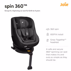 Joie Spin 360 R44 Rotating Combination Group 0+1 ISOFIX Car Seat (Birth - Approx 4 Years, 0-18kg), Ember
