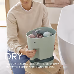 Shnuggle Ellie Bath Toy Storage Scoop | Baby & Toddler Bath Toy Drying Caddy with Drip Tray - Grey