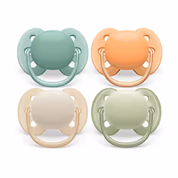 Philips Avent Ultra Soft Soother - 4 x Soft and Flexible Baby Soothers for Babies Aged 0-6 Months, BPA Free with Steriliser C ...