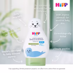 HiPP Kids Soft and Smooth All-in-One Seal Body Wash 200ml (Pack of 6)