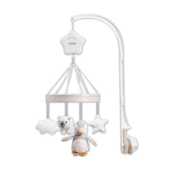 Nuby Penguin Musical Cot Mobile for Babies ? Spinning Baby Mobile with Adjustable Arm to Fit Most Cots | Calming Lullabies | Plush Toys