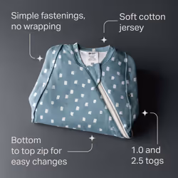 Tommee?Tippee?Baby Sleeping Bag for Newborns, The Original?Grobag Swaddle Bag, Hip-Healthy Design, Soft Bamboo-Rich Fabric, 0-3m, 1.0 TOG, Soft Navy
