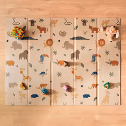 Nuby Reversible Soft Floor Mat, Foldable and Lightweight for Easy Storage and Travel, Safari?