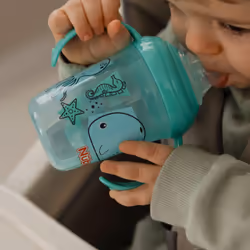 Nuby Grip N Sip Water Bottle - No Spill Sippy Cup | 240ml / 8oz | Twin Handle | Dishwasher and Microwave Safe | Suitable Beaker for 4 Months Plus,