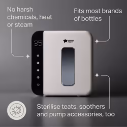 Tommee Tippee Ultra UV Steriliser, Dryer and Storage for Baby Bottles and Accessories, Steam-Free to Kill Viruses^ and 99.9% Bacteria, Black