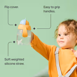 Tommee Tippee Trainer Straw Cup, 240ml, Easy Transition Toddler Cup for 6 Months+, with Silicone Weighted Straw and Easy-Hold Handles, Pink and