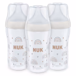 NUK Perfect Match Baby Bottles Set | 3+ Months | Adapts to Baby's Palate | Temperature Control | Anti Colic Vent | 260 ml | B ...