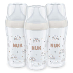 NUK Perfect Match Baby Bottles Set | 3+ Months | Adapts to Baby's Palate | Temperature Control | Anti Colic Vent | 260 ml | BPA-Free | Medium Silicone