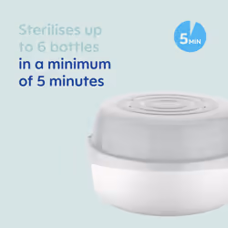 MAM Microwave Steam Steriliser (Grey), Natural Cleaning Steriliser, Steam Bottle Steriliser to Disinfect Baby Bottles, Baby Bottle Steriliser