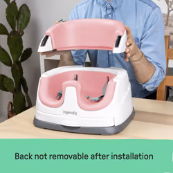 Ingenuity, Baby Base 2-in-1 Seat, Peony, Booster Chair, Dining and Feeding Seat for Toddlers, Easy to Clean with Removable and Self-Storing Tray, Ages