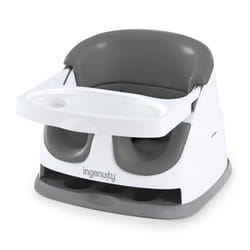 Ingenuity, Baby Base 2-in-1 Seat, Slate, Booster Chair, Dining and Feeding Seat for Toddlers, Easy to Clean with Removable and Self-Storing Tray, Ages