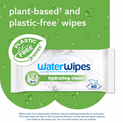 WaterWipes Hydrating Clean Baby Wipes, 360 Wipes (6 Packs), with 99% Water & Aloe Vera Extract, Wet Wipes for Face & Body