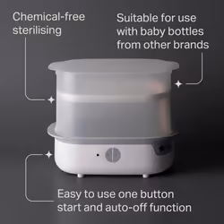 Tommee Tippee Supersteam Electric Steam Steriliser for Baby Bottles, Kills Viruses and 99.9 Percent of Bacteria, 5-Minute Sterilisation Cycle, Black
