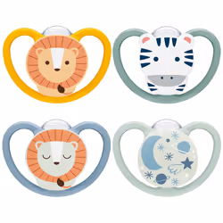 NUK Space Day & Night Baby Dummy | 18-36 Months | Glow-in-the-Dark Soothers with Extra Ventilation for Sensitive Skin | BPA-F ...