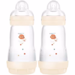MAM Easy Start Anti-Colic Baby Bottles | 2 Pack (2 x 260ml) | Self-Sterilising Baby Milk Bottle | Medium Flow MAM Teat Size 2 ...